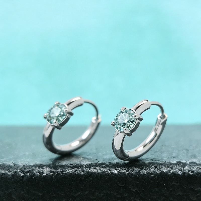 Women's Light Blue Moissanite Earrings, Exquisite Design